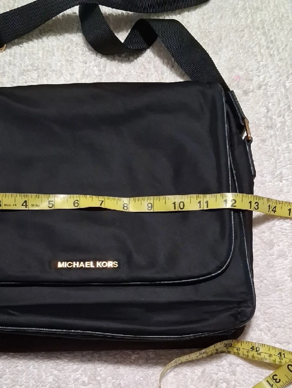 Michael Kors Black Nylon Messenger Bag with Gold Logo